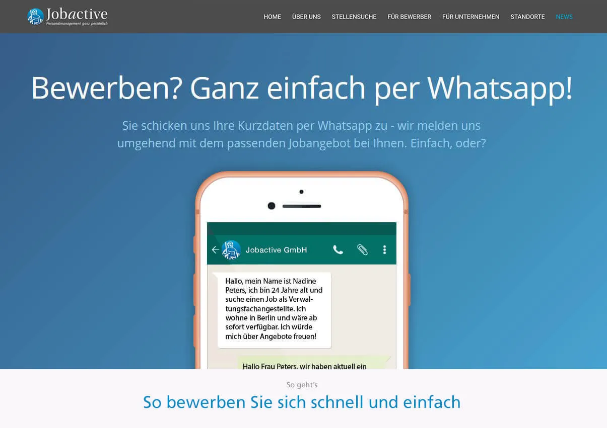 Jobactive Bewerbung ganz einfach per WhatsApp!